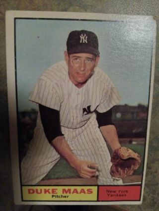 1961 TOPPS DUKE MAAS NEW YORK YANKEES BASEBALL CARD# 387