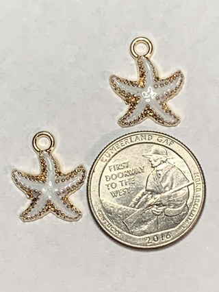 STARFISH CHARMS~#3~WHITE~SET OF 2 CHARMS~FREE SHIPPING!