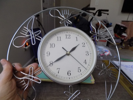 13 inch round Aluminum silverware covered wall clock battery operated