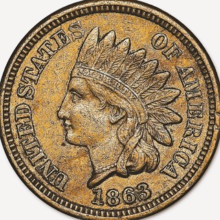 1863  P  Indian Head Cent, Year of Battle of Gettysburg, Only Minor Wear, Insured, Refundable. 