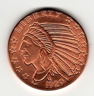 Incuse Indian Copper Round - 1 oz .999 Copper 