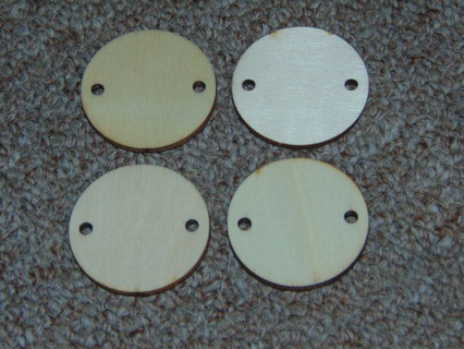 Wooden Circle Discs with Holes Set of 4 