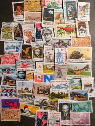 (65) Stamps Mixed Random Hinged Used Collectible Postage Stamps 