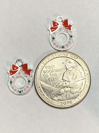 CHRISTMAS CHARMS~#4~WREATHS~SET OF 2 CHARMS~SET 3~FREE SHIPPING!