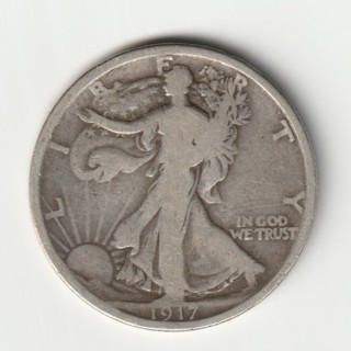 1917 Walking Liberty Half Dollar 90% Silver U.S. Fifty Cent Coin