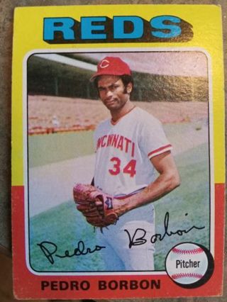 1975 TOPPS PEDRO BORBON CINCINNATI REDS BASEBALL CARD# 157