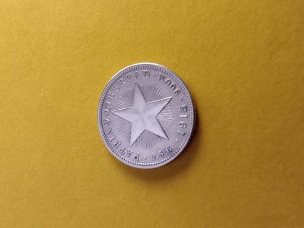1915 Cuba Ten Centavos silver coin
