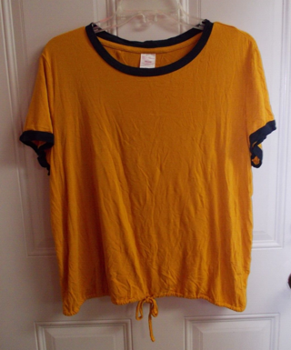 No Boundaries Juniors Size XXL 19 Gold and Blue Top with Drawstring Bottom