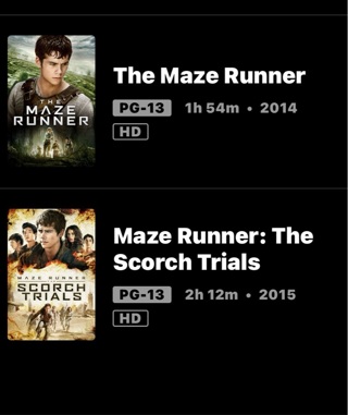 THE MAZE RUNNER AND MAZE RUNNER: SCORCH TRAILS HD MOVIES ANYWHERE CODE ONLU