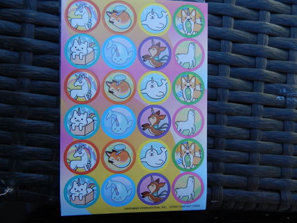 Fun sheet of UNICORN TYPE ANIMALS stickers