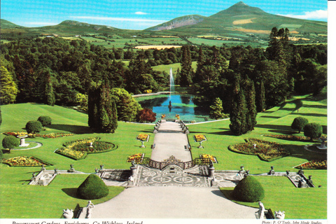 Vintage Postcard , Powerscourt Garden, Ireland 