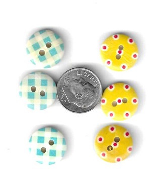 Buttons - blue plaid and yellow