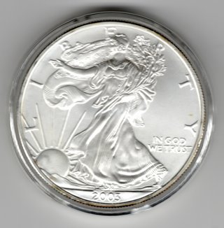 2003 ASE Liberty Silver Dollar 1 oz. .999 Fine Silver US Mint in Airtite Capsule