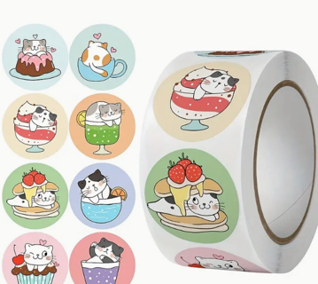 100 Assorted Cats in Cups Stickers