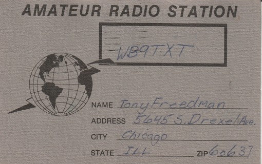 Vintage Used Postcard: ygin: Amateur Radio Station Card: WB9TXT