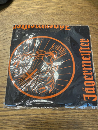 JAGERMEISTER Bandana LARGE Scarf Handkerchief Black Orange Logo Elk SEALED