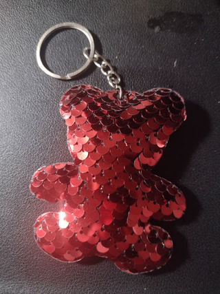 Sequin Bear Keychain - Red