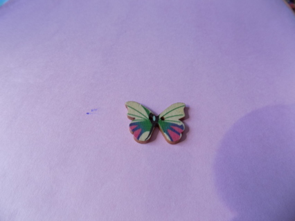 Wood butterfly button # 16 multi color