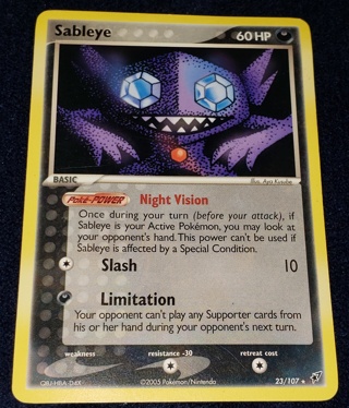 ⚡ Pokemon Card Sableye 23/107⚡60 HP EX Deoxys