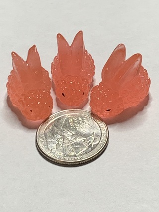 BUNNIES/RABBITS~#7~ORANGE~SET OF 3~SET 2~GLOW IN THE DARK~FREE SHIPPING!