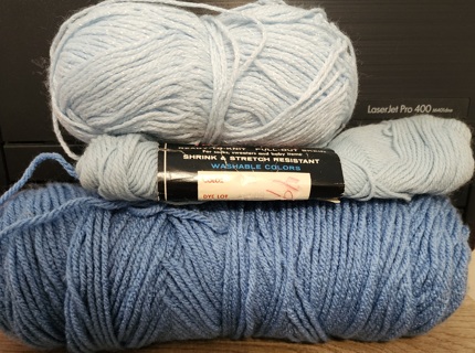 Lot of 3 - Various Blue Yarns - total weight is 7.7 ozs