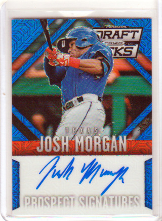 Josh Morgan, 2014 Panini Prizm Draft Picks AUTO Baseball Card #50, Texas Rangers, 48/75, (L2