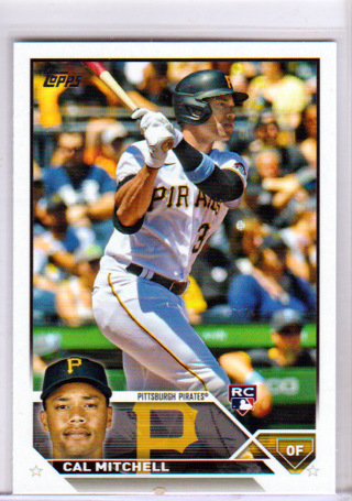 Cal Mitchell, 2023 Topps ROOKIE Card #313, Pittsburgh Pirates, (L4