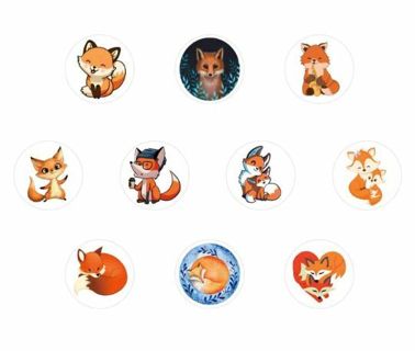 ➡️NEW⭕(10) 1" FOX STICKERS!!⭕(SET 4 of 4)⭕