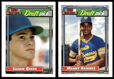 1992 Topps 2 different Draft Pick Cards - #156 Manny Ramirez & #276 Shawn Green