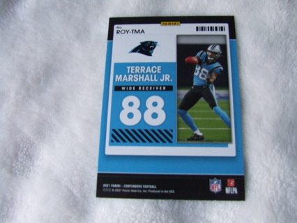 2021 Terrace Marshall Jr Carolina Panthers Panini Contenders Rookie of the Year Card #ROY-TMA