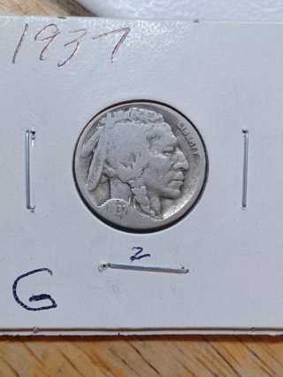 1937 Buffalo Nickel! Denver Mint! Not Marked on card. 28.2