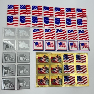 46 US American Flag Stickers, 4 Sheets