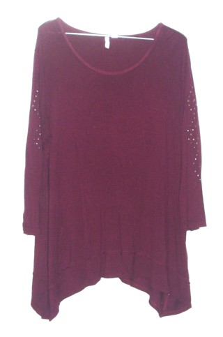 (L) Burgundy Top with Rivet Accents