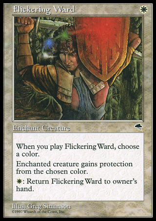 1997 Magic the Gathering Flickering Ward MTG card