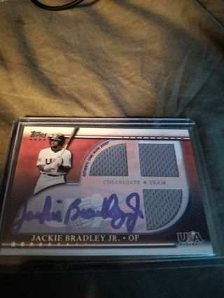 2010 Topps game worn jersey autograph USA baseball Jackie Bradley jr