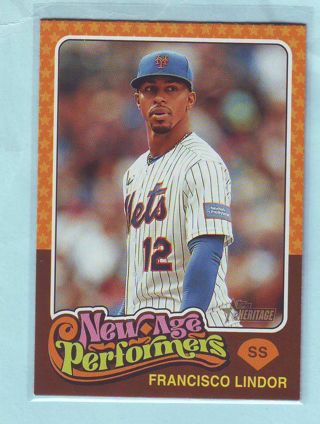 2024 Topps Heritage Francisco Lindor NEW AGE PERFORMERS INSERT Baseball Card # NAP-11 Mets