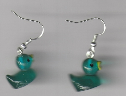 SP Glow in the Dark Teal Duck Earrings #1 (PLEASE READ DESCRIPTION)