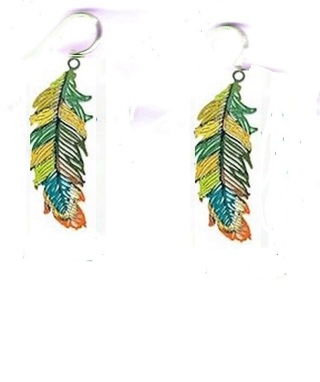 SP MULI-COLOR FEATHER EARRINGS STYLE 1 (PLEASE READ DESCRIPTION) 