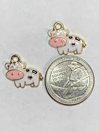 COW CHARMS~#7~WHITE WITH BLACK~SET OF 2 CHARMS~FREE SHIPPING!