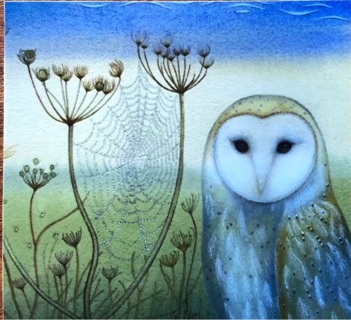 Barn Owl and web - 3 x 3” MAGNET - GIN ONLY