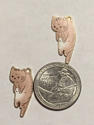 CAT CHARMS~#19~BROWN~HANGING AROUND~SET OF 2~FREE SHIPPING!