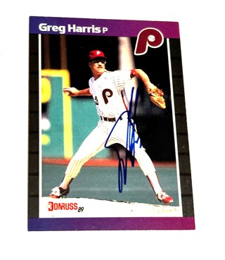 Autographed Greg Harris Signed 1989 Donruss #548 Card Philadelphia Phillies Auto