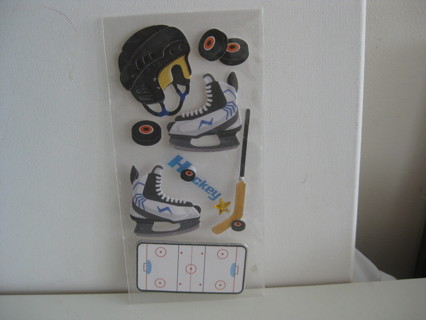 Hockey theme Dimensional stickers, 8 pcs. card making, scrapbooking. NIP