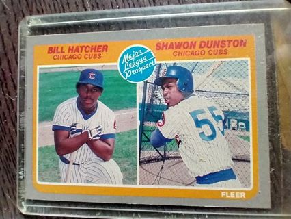 Shawon Dunston/Billy Hatcher Rookie Card Cubs 1985 Fleer