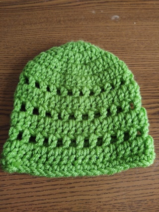 Hand Crocheted Lime Green Baby Hat