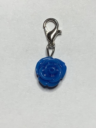 ❣ROSE DANGLE FLOWER CHARM~BLUE #1~WITH LOBSTER CLASP~FREE SHIPPING❣