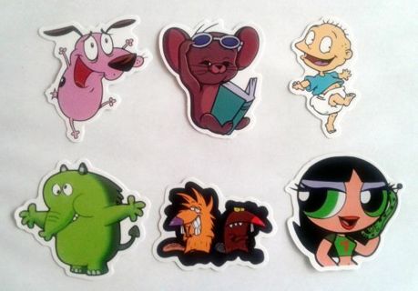 Six Cartoon Character Vinyl Stickers #5