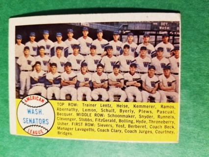 1958 - TOPPS EXMT - NRMT BASEBALL - CARD NO - 44 - WASHINGTON TEAM - SENATORS