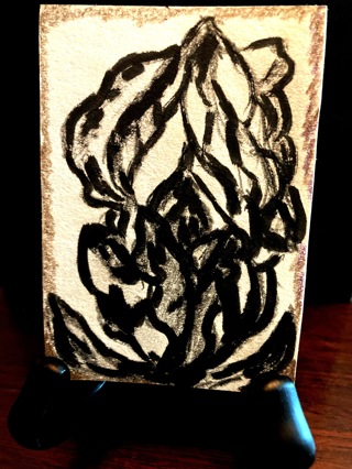 Original ACEO Black and white drawing/painting of "Iris" signed.