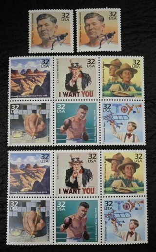 Fourteen Mint .32 US Postage Stamps